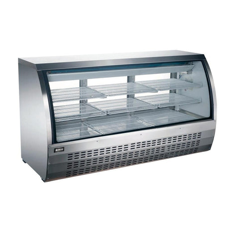 Omcan 82″ Floor Refrigerated Showcase with Stainless Steel Exterior - VRS Restaurant Equipment & Supply Store