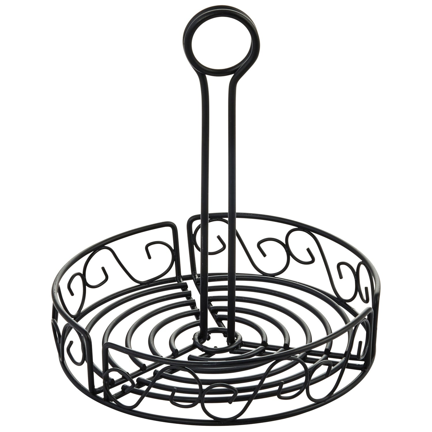 Winco WBKH-7R - 7-1/2" Round Wire Condiment Caddy with 9" Handle