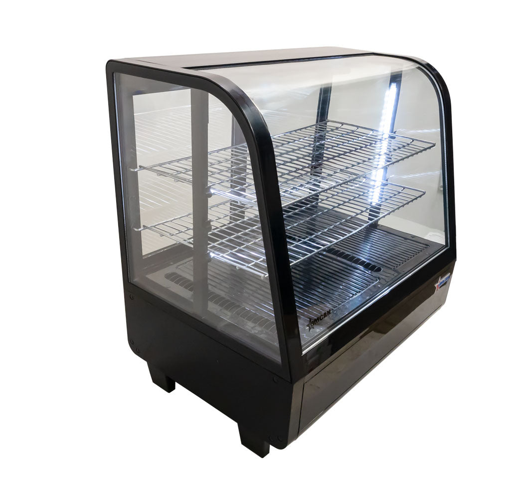 Omcan 27” Black Countertop Refrigerated Display with 3.5cu.ft. / 100L Capacity – 110V, 170W