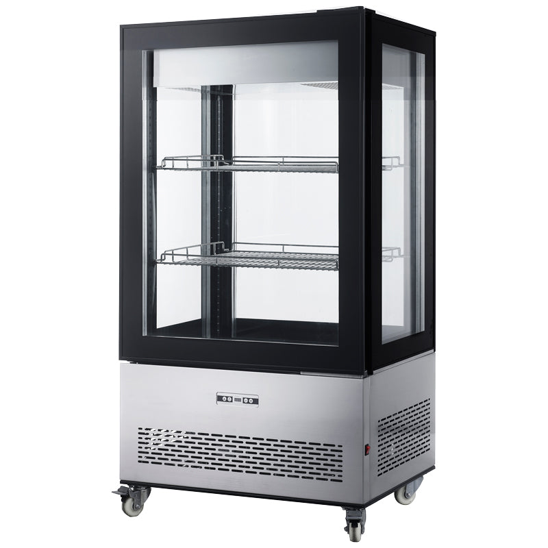 Omcan 33″ Refrigerated Display Case with Four-Sided Glass 59″ Tall, 12.36 cu.ft. (350 Liter)
