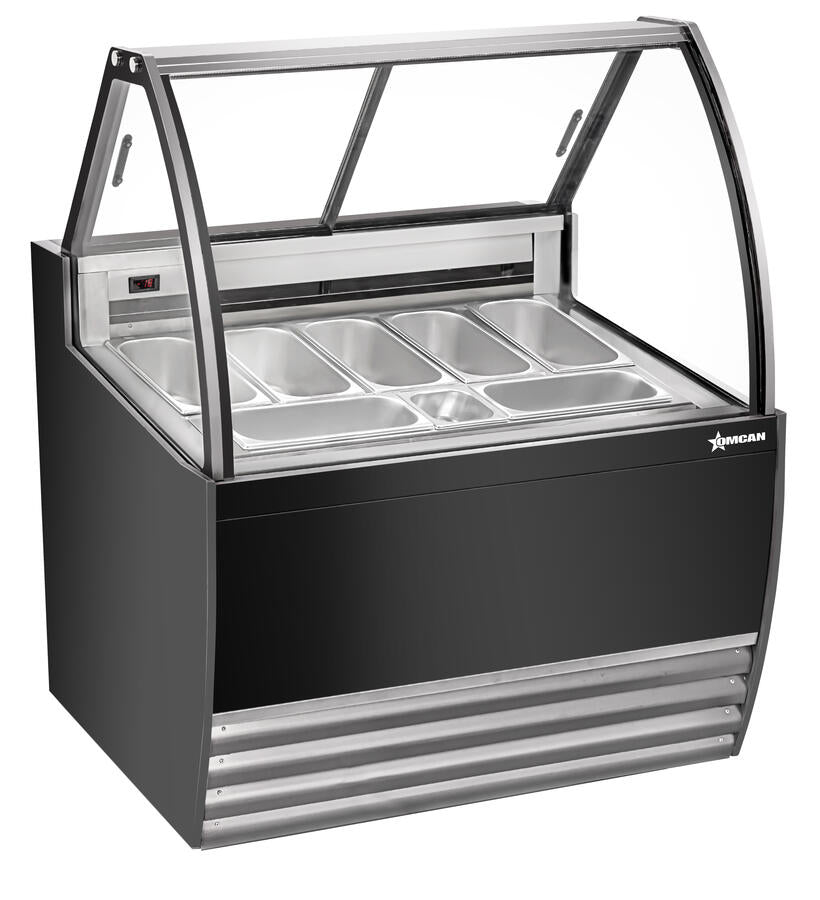 Omcan 41″ Gelato Display Showcase (Black Exterior) with 7 Pans
