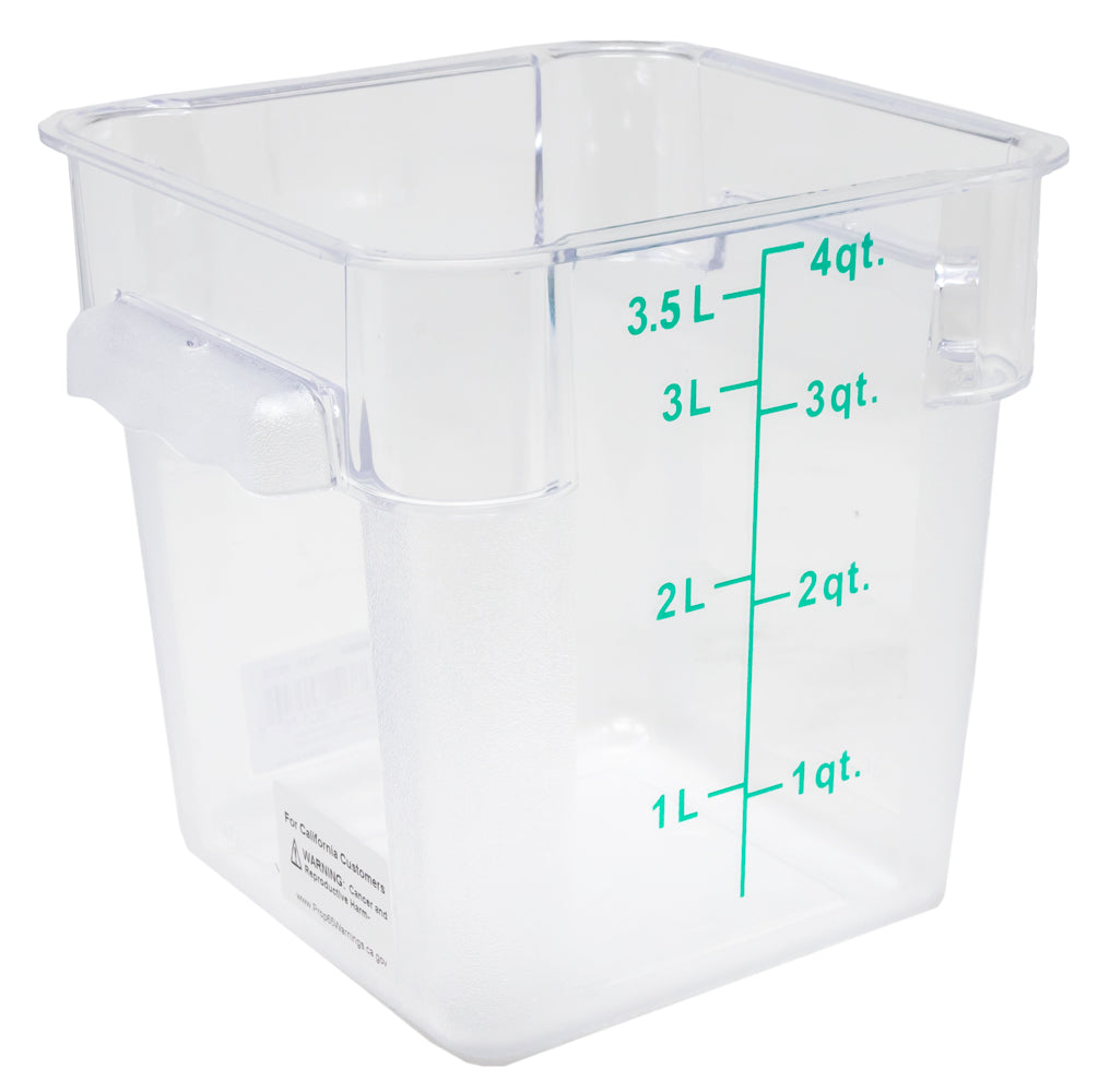 Omcan 4 QT Polycarbonate Clear Square Food Storage Container