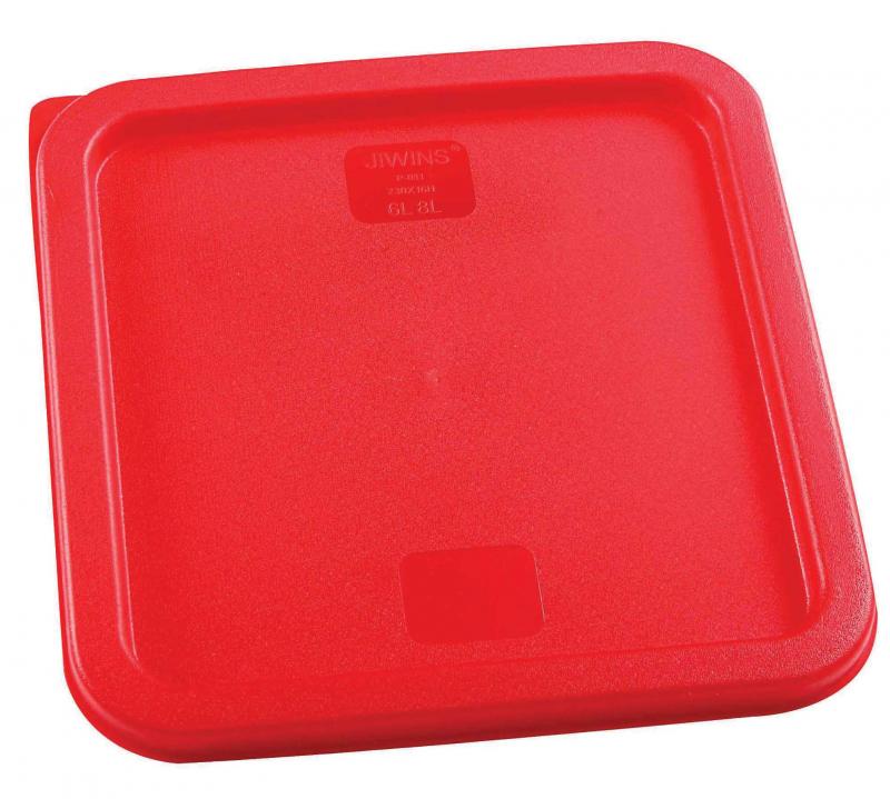 Omcan Red Polyethylene Lid for 6 / 8 QT Polycarbonate Square Storage Containers