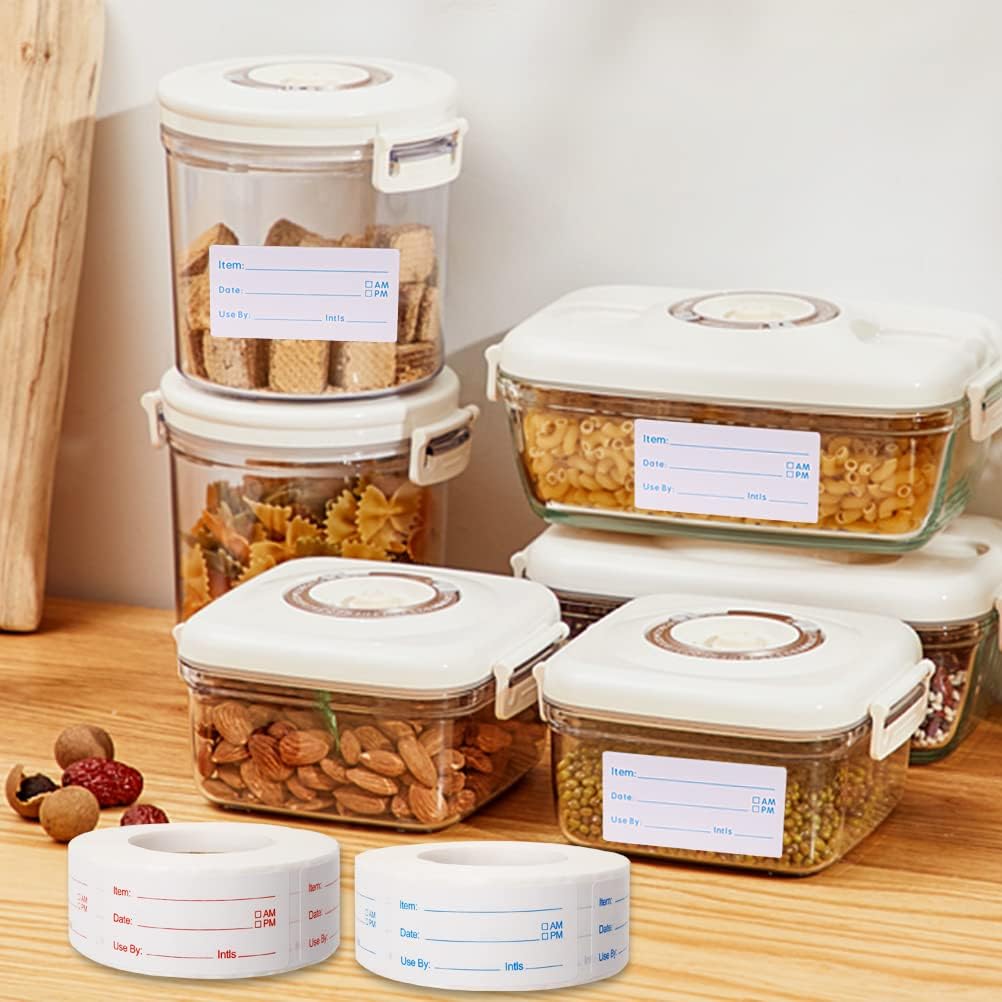 2 Rolls Freezer Labels, 1000 Removable Food Storage Stickers, 1 x 2 Inch