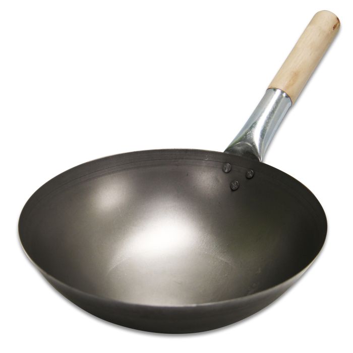 Sagetra Chinese Wok, Carbon Steel, Wood Handle 14" 360mm - 693314