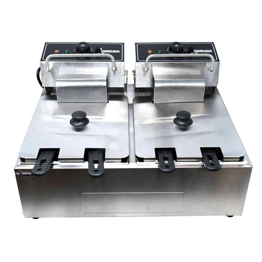 Omcan 6 Qt (7 Liters) Double Countertop Electric Fryer – 220V, 1Ph, 2500W (x2)