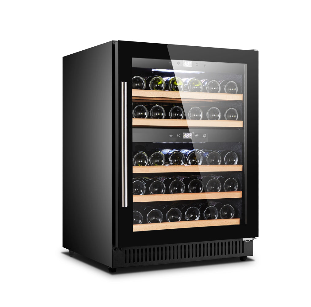 Vinovero 23" Dual Zone Wine Cooler with 40 Bottle Capacity and Black Full Glass Door