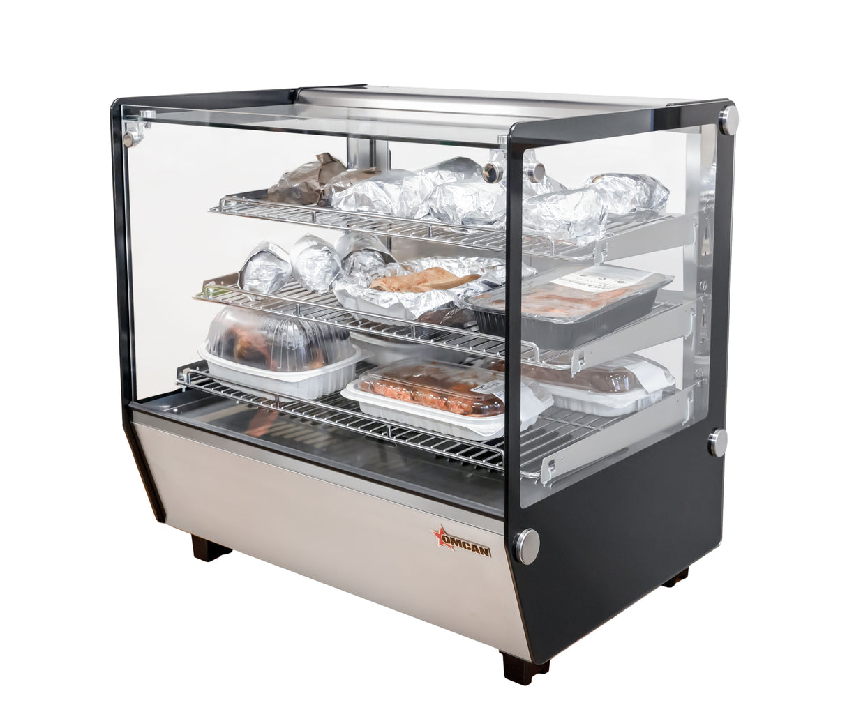 Omcan 27" Square Glass Countertop Display Warmer 4.25cu.ft. / 120L – 110V, 1650 W