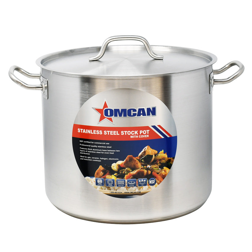 Omcan 32 QT Stainless Steel Stock Pot with Cover