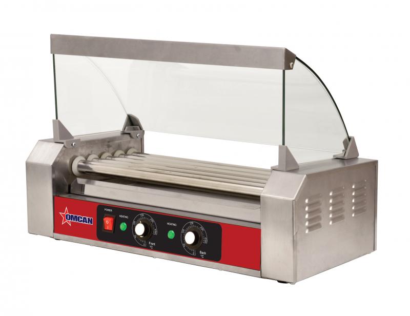 Omcan 44153 - Glass Sneeze Guard for Hot Dog Roller with 7 Rollers