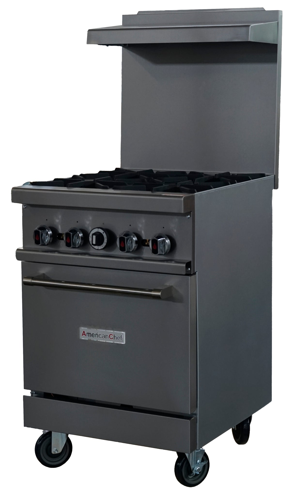 American Chef ACGR24-4B - 24" 4 Burner Gas Range with Standard Oven, natural gas, with casters