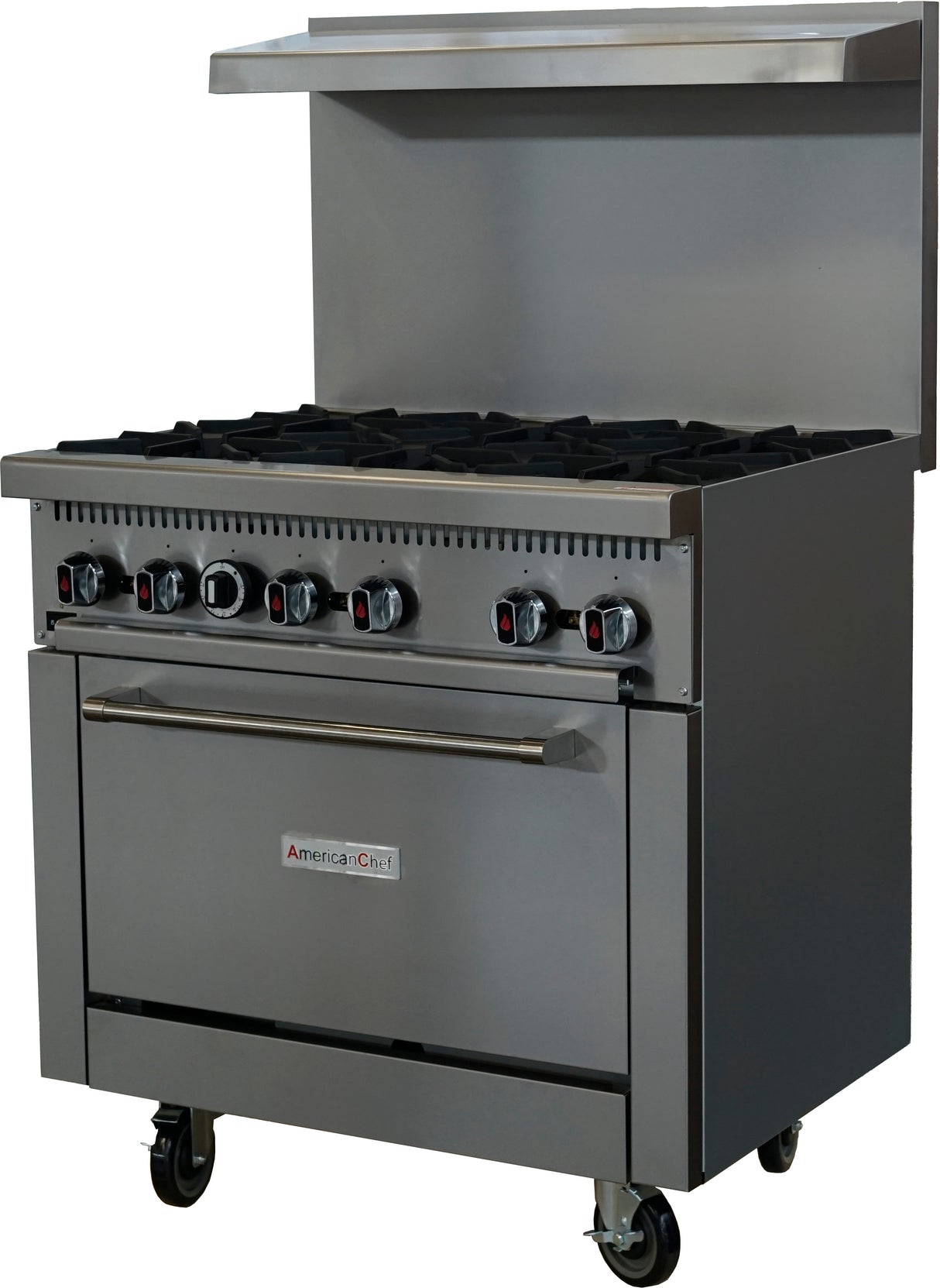 American Chef ACGR36C-6B - 36" 6 Burner Gas Range with Convection Oven, natural gas, with casters