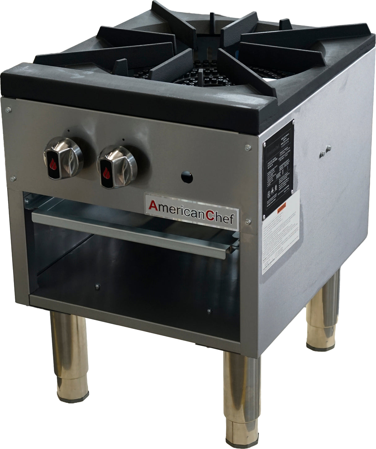 American Chef ACSP-18 - Stock Pot Range Single 18"Wx12"D Natural gas ( includes field convertible propane kit ), height needed : 24.8"