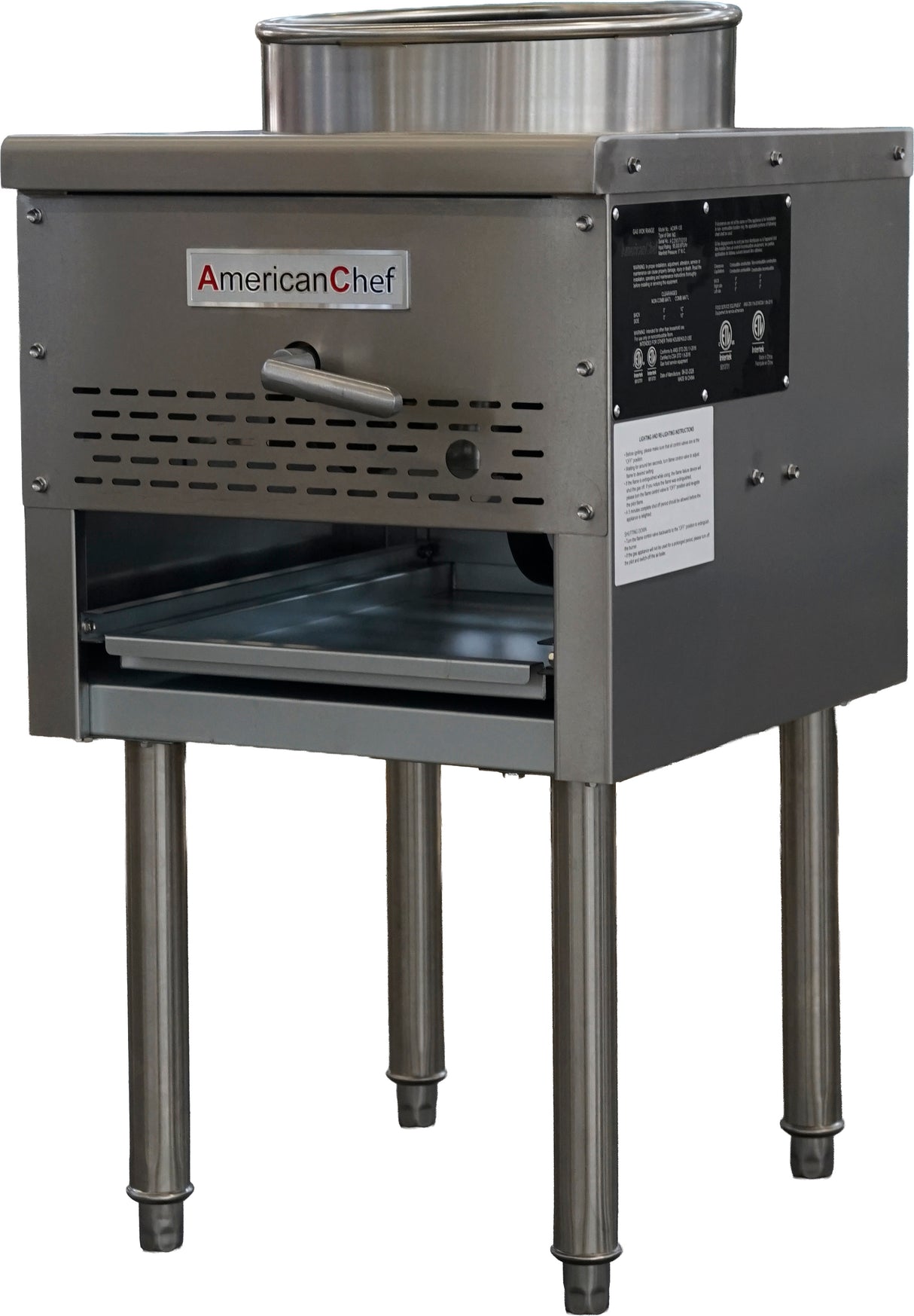 American Chef ACWR-13S - 1 Chamber Wok Range 13" Ring 95000 BTU, natural gas