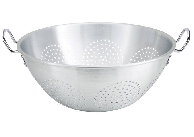 Winco Alo-16H Colander, Chinese-Style With Handles, Aluminum, 16 Qt - VRS Restaurant Equipment & Supply Store