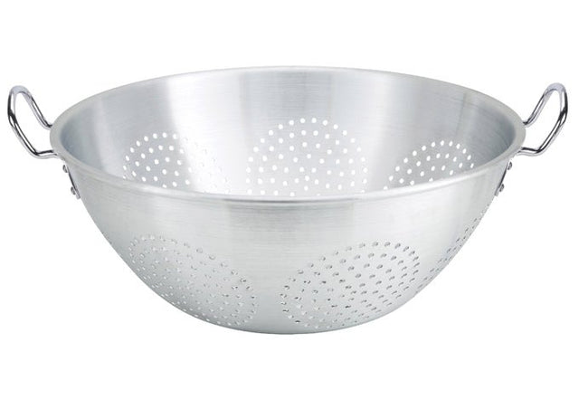 Winco Alo-16H Colander, Chinese-Style With Handles, Aluminum, 16 Qt - VRS Restaurant Equipment & Supply Store
