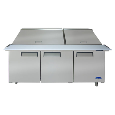 Atosa 72″ Refrigerated Mega Top Sandwich Prep. Table Three Door - MSF8308GR - VRS Restaurant Equipment & Supply Store