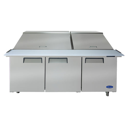 Atosa 72″ Refrigerated Mega Top Sandwich Prep. Table Three Door - MSF8308GR - VRS Restaurant Equipment & Supply Store