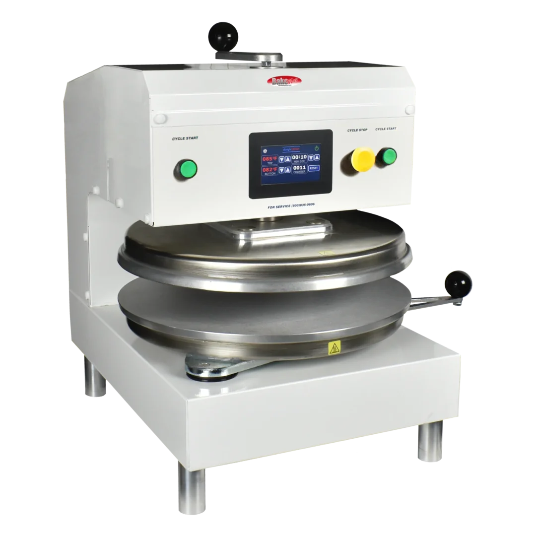 BakeMax BMTXE218W Commercial Countertop Automatic Swing Away Dual Heat Dough Press