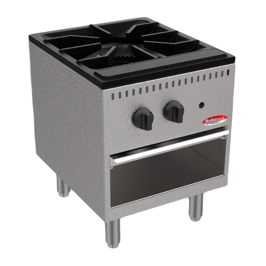 BakeMax America BASPS001 Commercial Countertop Single Burner Manual Gas Stock Pot