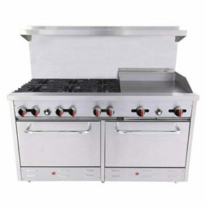 BakeMax BAS36-24-2 60″ Propane Gas Range With 24″ Griddle - VRS Restaurant Equipment & Supply Store