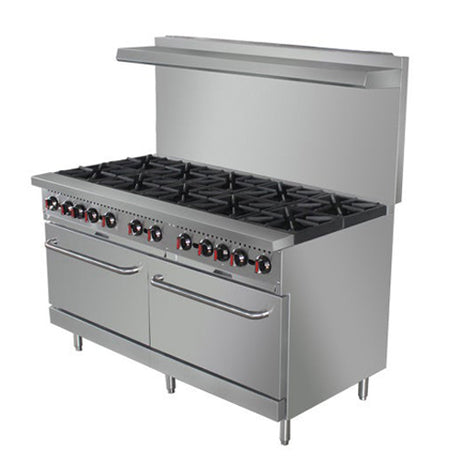 BakeMax BAS60O 60″ Propane Gas Range With 10 Open Burner - VRS Restaurant Equipment & Supply Store