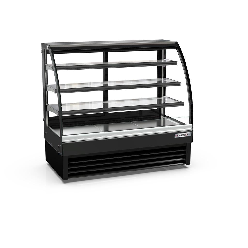 American Chef 48″ Curved Glass Floor Refrigerated Display Case DCC48 - VRS Restaurant Equipment & Supply Store