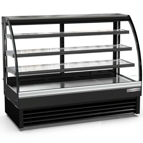 American Chef 60″ Curved Glass Floor Refrigerated Display Case DCC60 - VRS Restaurant Equipment & Supply Store