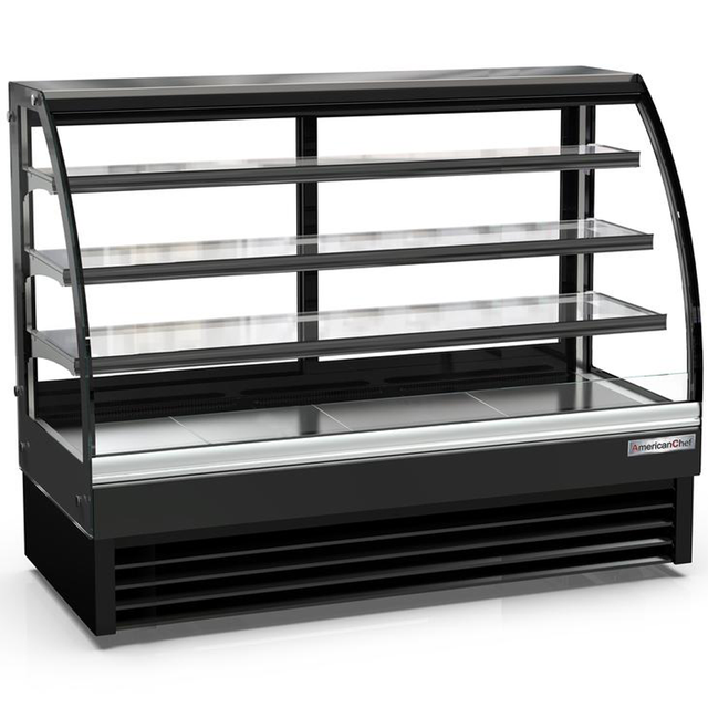 American Chef 60″ Curved Glass Floor Refrigerated Display Case DCC60 - VRS Restaurant Equipment & Supply Store