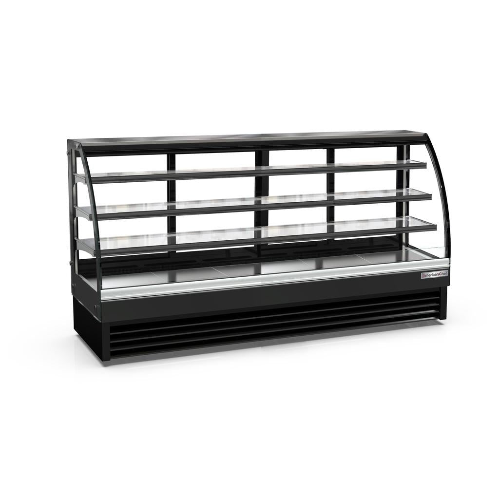 American Chef 80″ Curved Glass Floor Refrigerated Display Case DCC80 - VRS Restaurant Equipment & Supply Store