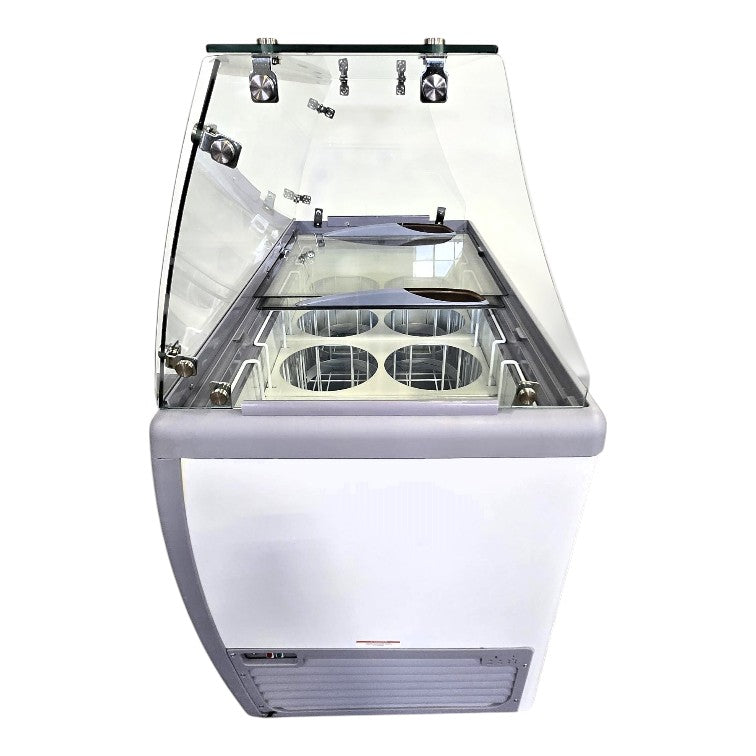 Omcan 44588 Ice Cream Freezer with Guard - 49-in Flat top
