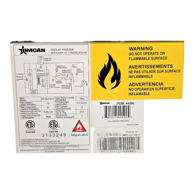 Omcan FR-CN-160-S Ice Cream Freezer with Guard - 26" Flat top