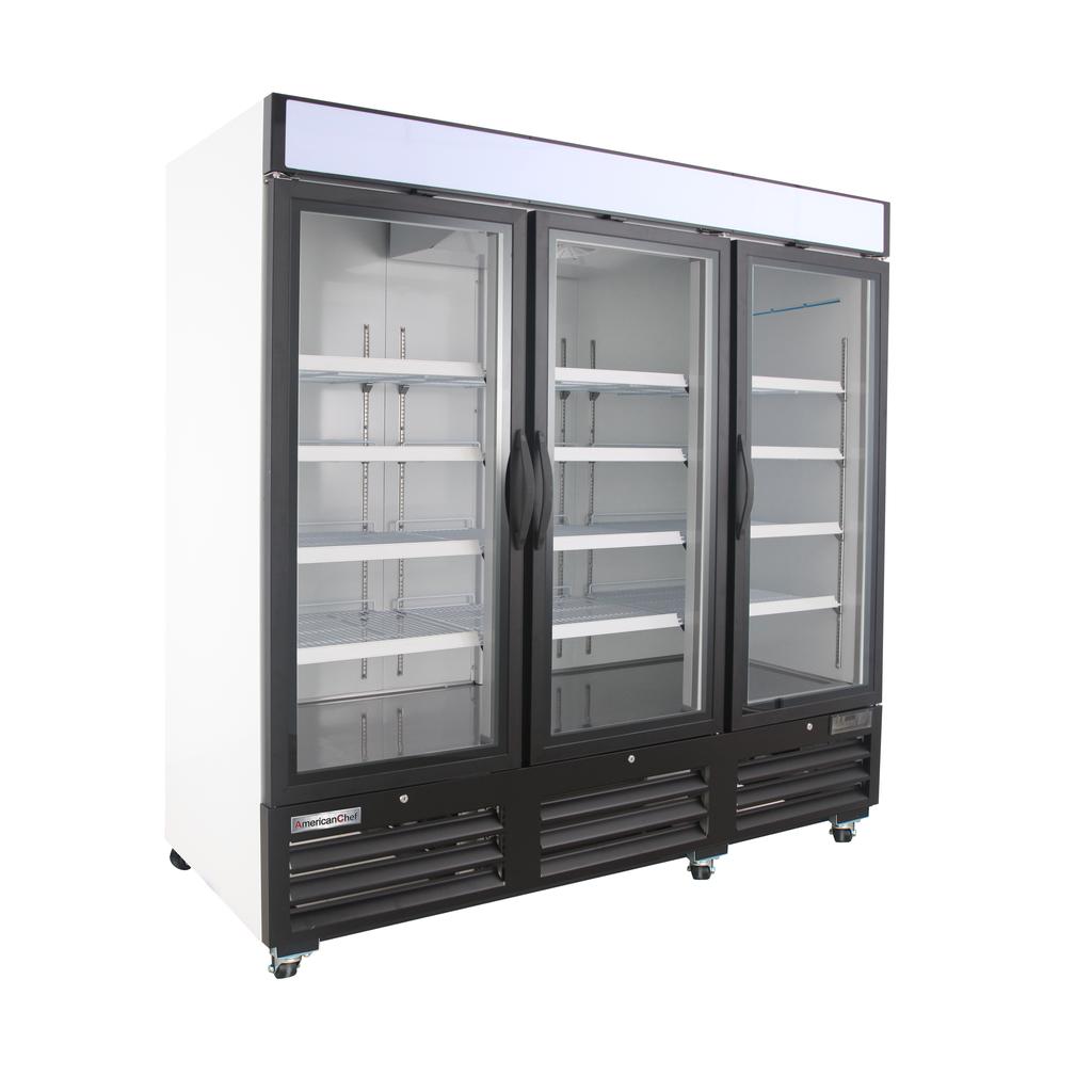 American Chef 81" Glass Door Merchandiser Freezer F3G-81-WS