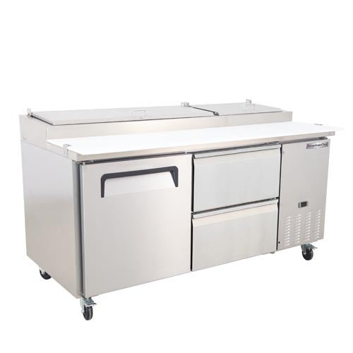 American Chef 67" Pizza Prep Refrigerator With 2 Drawers & 1 Door PR2-67S2D - VRS Restaurant Equipment & Supply Store