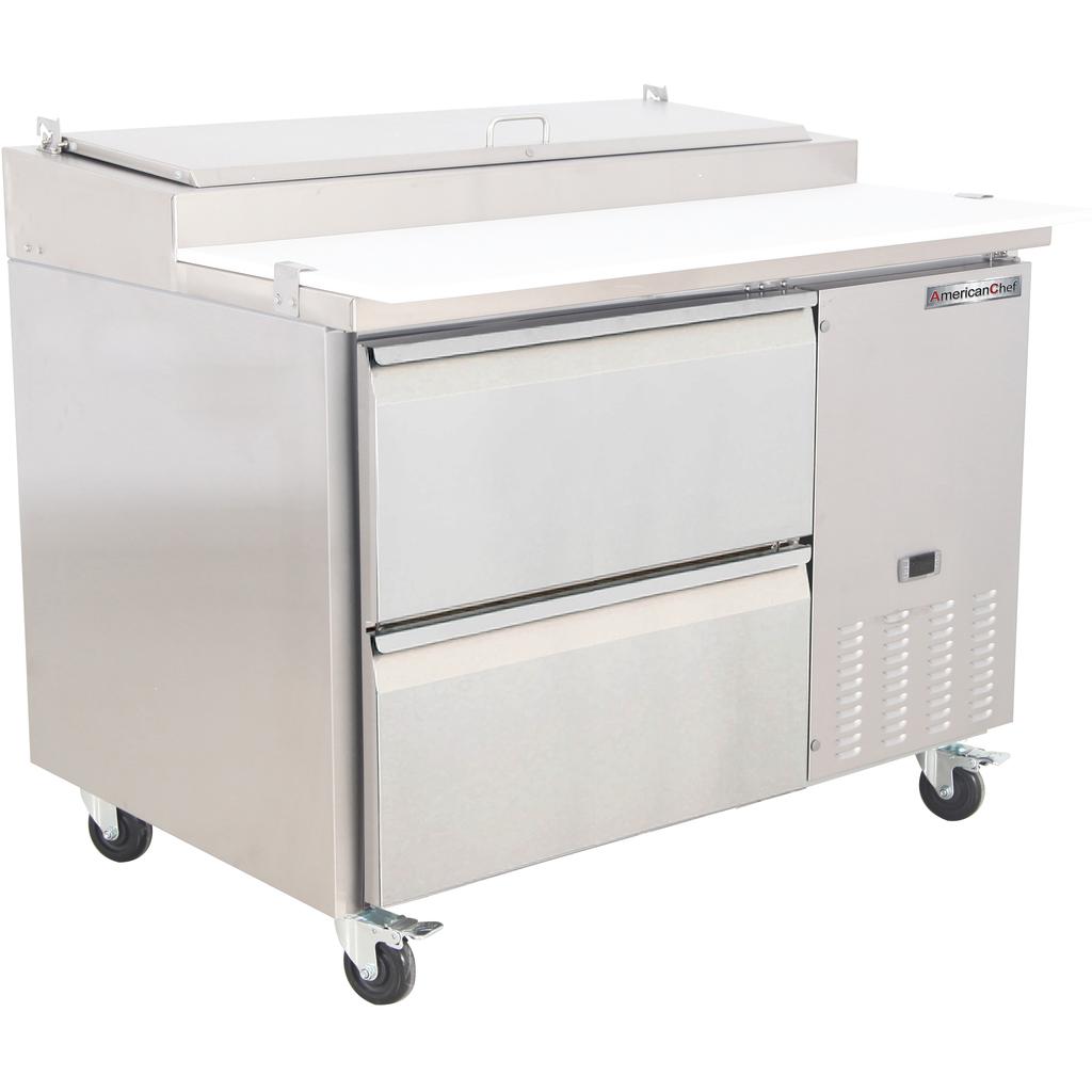 American Chef 44" Pizza Prep Refrigerator With 2 Drawers PR1-44S2D
