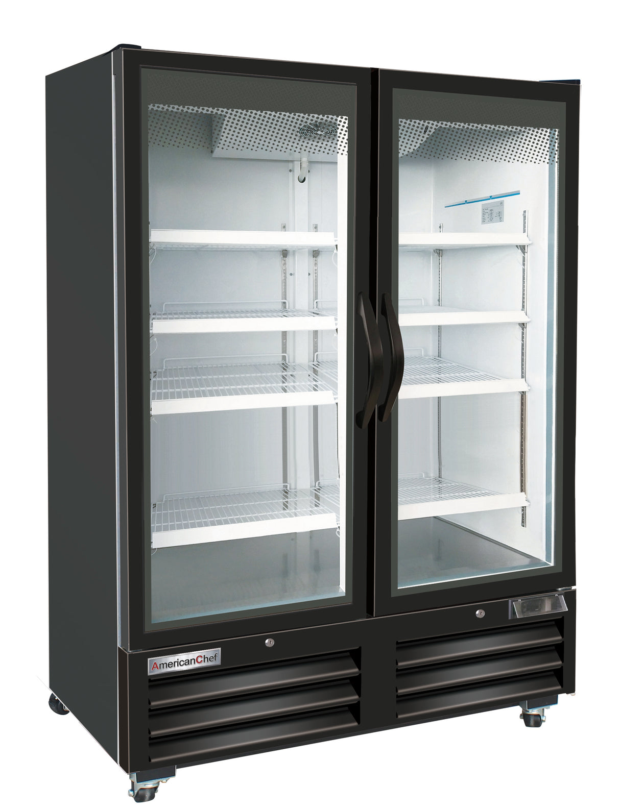 American Chef 54" Two Door Glass Black Freezer F2G-54B