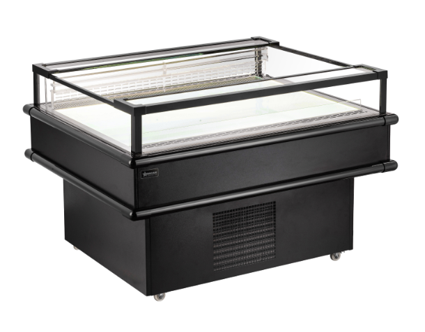 Omcan 50" Black Refrigerated Island Top-Open Showcase 5.7 cu.ft. 48571