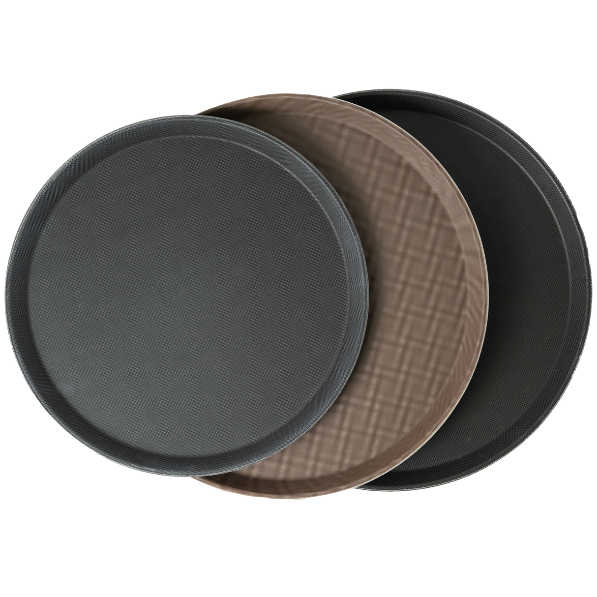 American Chef TNS-11B - Non-Slip Grip 11" Round Rubber-Lined Plastic Tray, Plastic