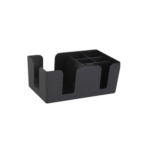 Winco BC-6 6 Compartment Black Plastic Bar Caddy - VRS Restaurant Equipment & Supply Store