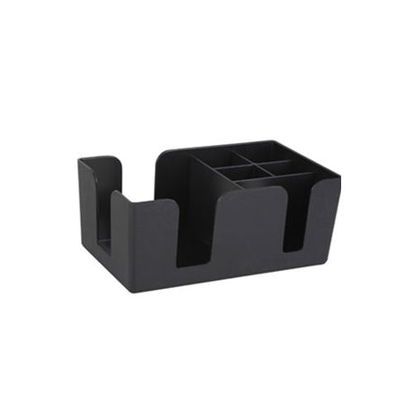 Winco BC-6 6 Compartment Black Plastic Bar Caddy - VRS Restaurant Equipment & Supply Store