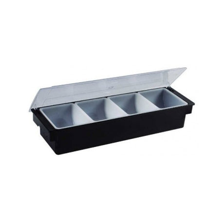 Winco CCH-4 4 Compartment Black Plastic Condiment Holder - VRS Restaurant Equipment & Supply Store