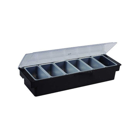Winco CCH-6 6 Compartment Black Plastic Condiment Holder - VRS Restaurant Equipment & Supply Store
