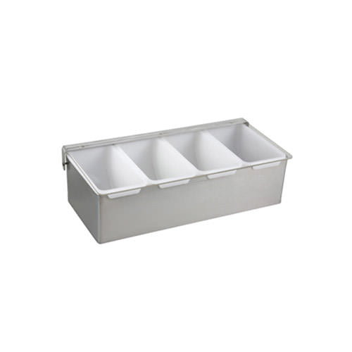 Winco CDP-4 4 Compartment Stainless Steel Condiment Holder - VRS Restaurant Equipment & Supply Store