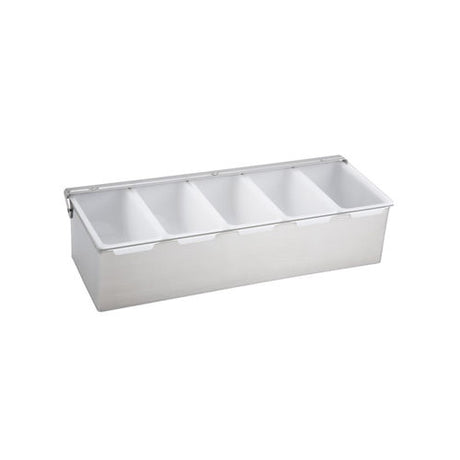 Winco CDP-5 5 Compartment Stainless Steel Condiment Holder - VRS Restaurant Equipment & Supply Store