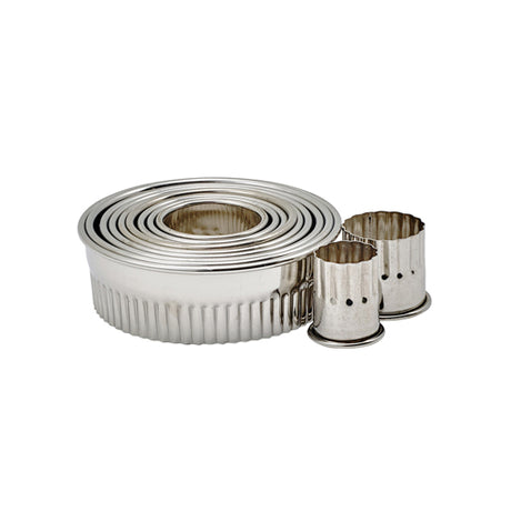 Winco Round Cookie Cutter Set, 11 Piece, Stainless Steel, Fluted - VRS Restaurant Equipment & Supply Store