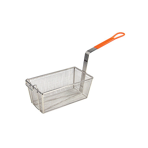 Winco FB-10 12 1/8″ Rectangular Fry Basket With Orange Handle - VRS Restaurant Equipment & Supply Store