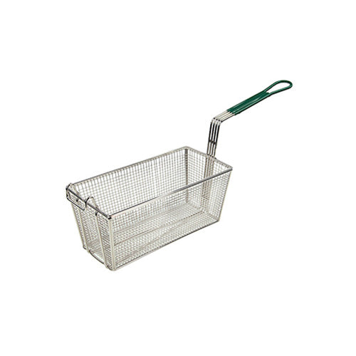 Winco FB-30 13 1/4″ Rectangular Fry Basket With Green Handle - VRS Restaurant Equipment & Supply Store