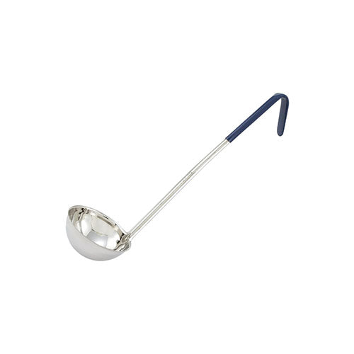 Winco LDC-8 8 Oz Stainless Steel Serving Ladle With Teal Handle - VRS Restaurant Equipment & Supply Store