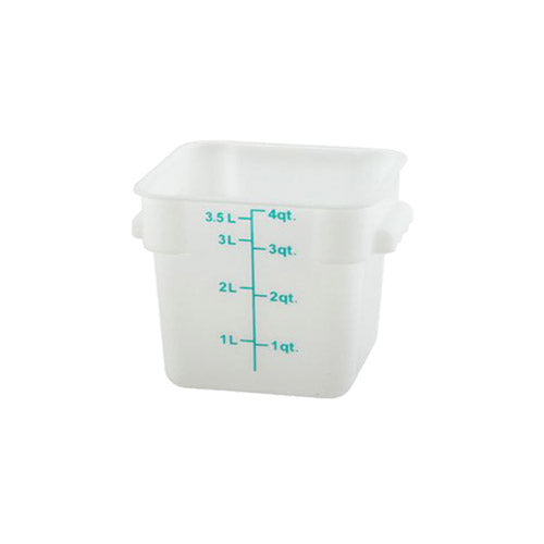 Winco PESC-4 4 Qt Polypropylene White Square Food Container - VRS Restaurant Equipment & Supply Store