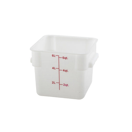Winco PESC-6 6 Qt Polypropylene White Square Food Container - VRS Restaurant Equipment & Supply Store